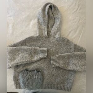 Tibi RARE Alpaca Wool Gray Hooded Women's Sweater